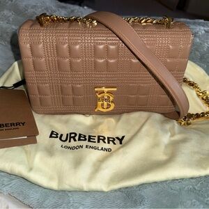 Burberry Lambskin Quilted Lola Bag with Gold Accents